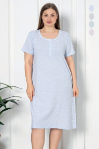 CHR 6310 niebieski tanie koszule nocne duże rozmiary hurtownia bielizny wólka producent koszul nocnych koszule nocne plus size hurt